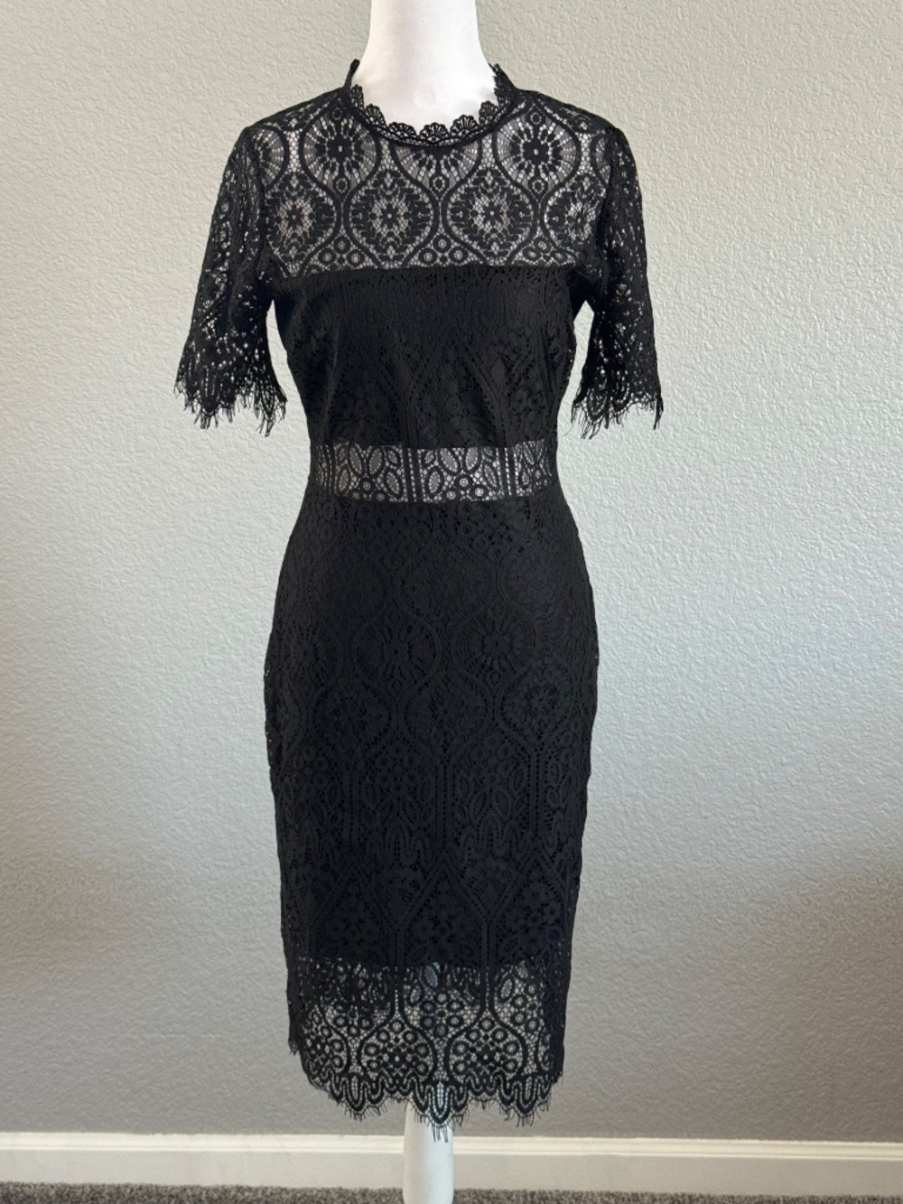 Lulu's Remarkable Elegant Bodycon Black Lace Dress Size Medium - Picture 2 of 13
